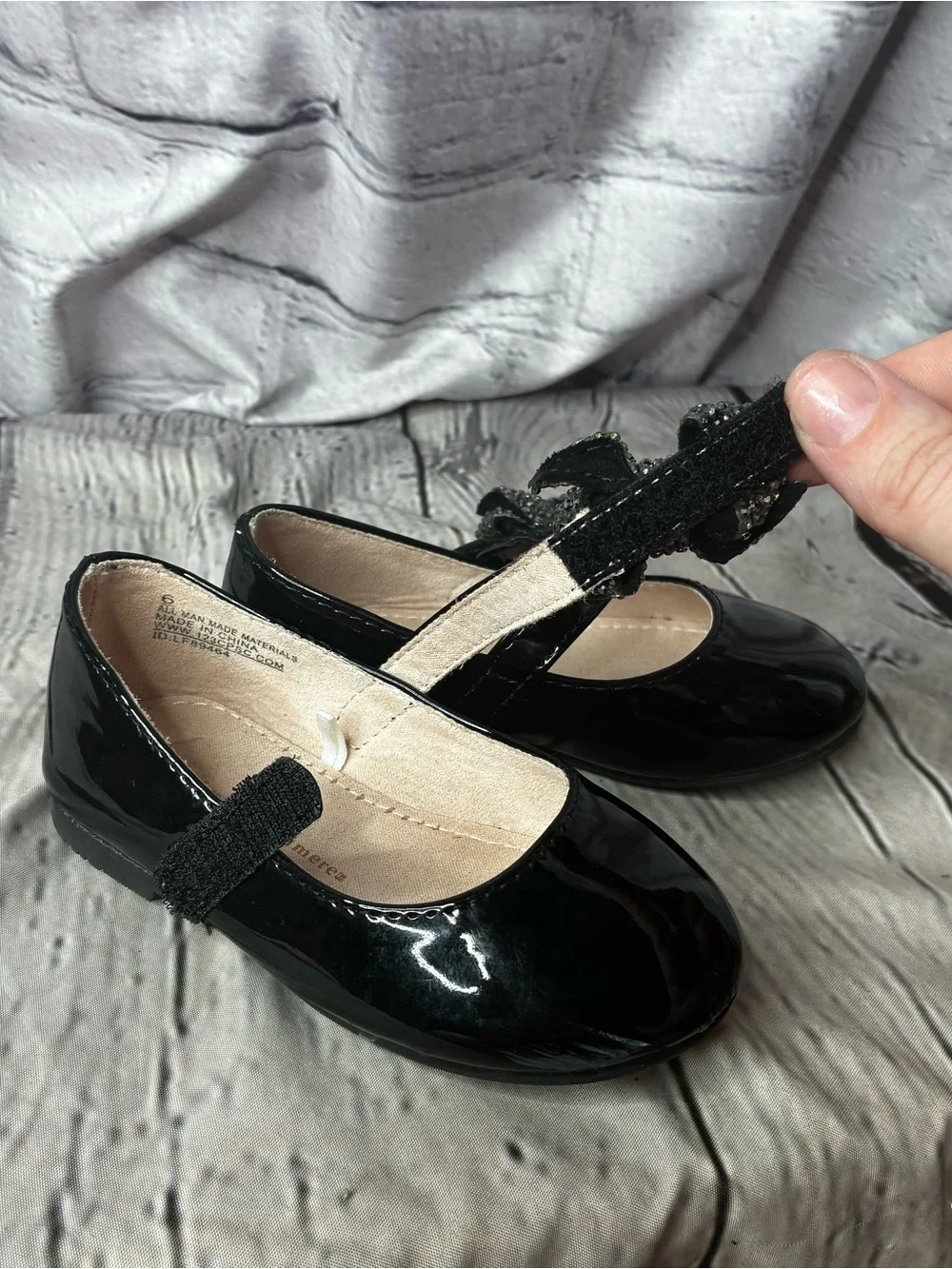 5/$20 Coquette Dark Balletcore Goth Glam Black Patent Mary Janes Glitter Bow 6